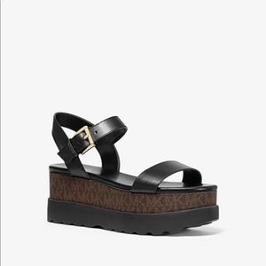 Michael Kors | Leather & Logo Flatform Sandal